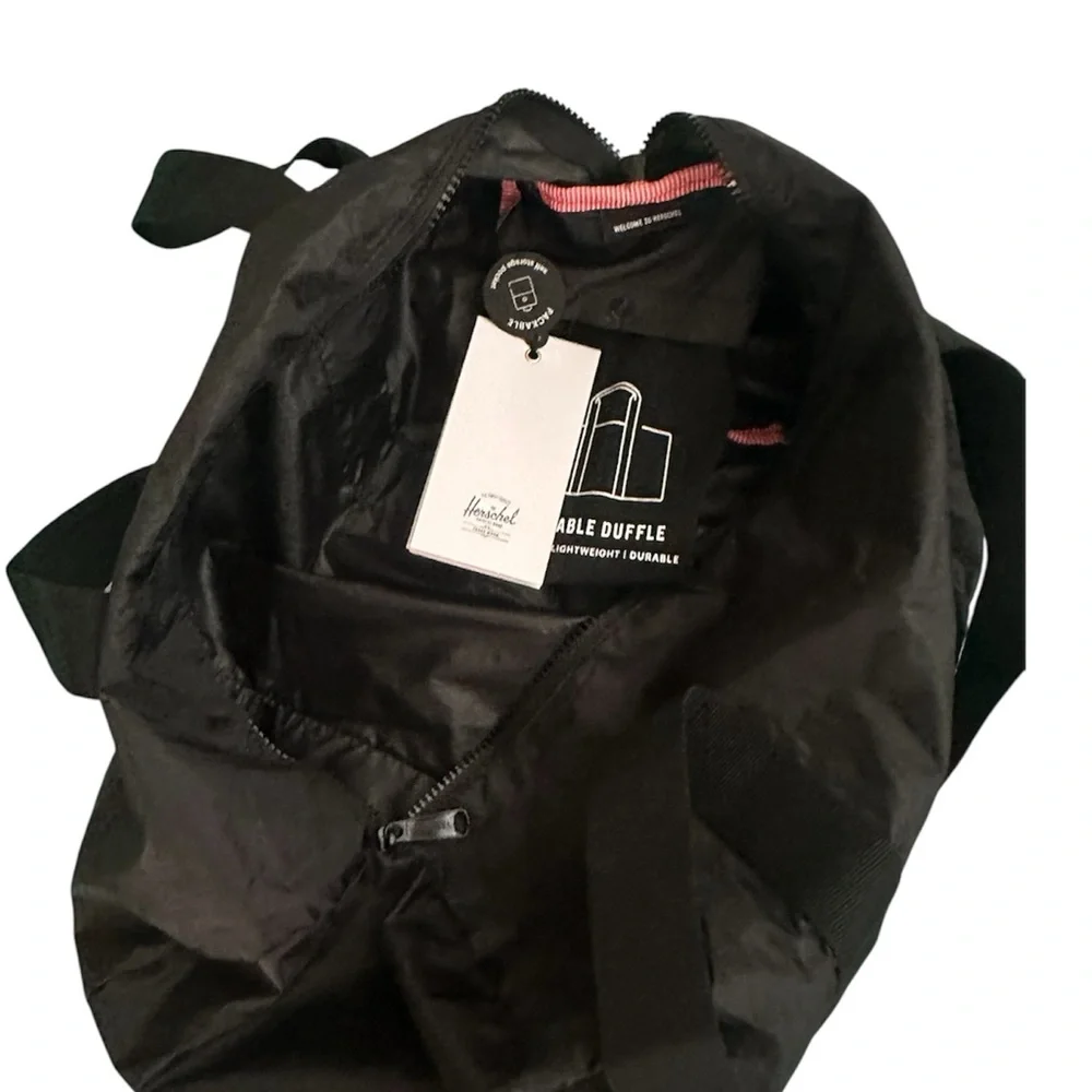 Herschel Self Folding Black Nylon Tote Bag